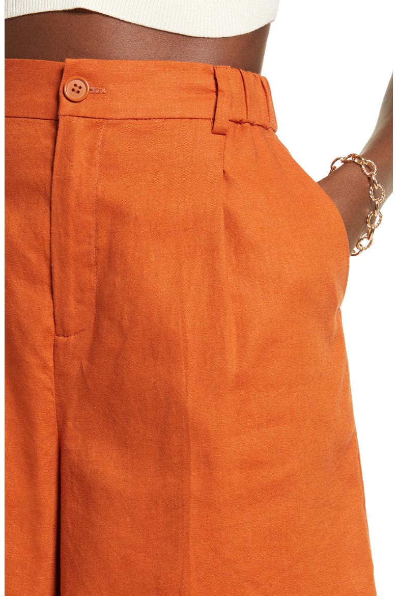 Women's Linen Blend Bermuda Shorts, Alternate, color, RUST UMBER