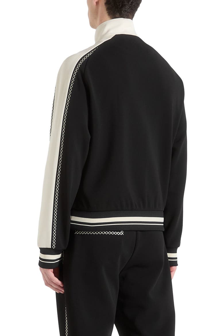 Tristan Contrast Whipstitch Raglan Track Jacket, Alternate, color, Black