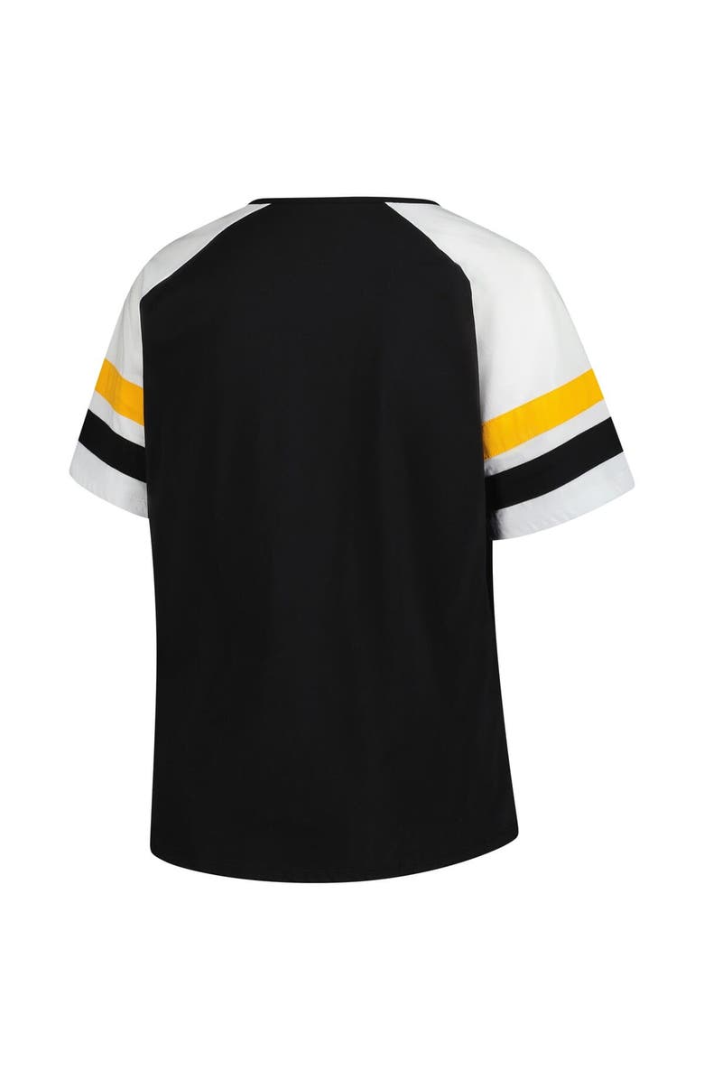 PROFILE Women's Profile  Black Pittsburgh Pirates Plus Sized Arched Notch Neck T-Shirt, Alternate, color, Black