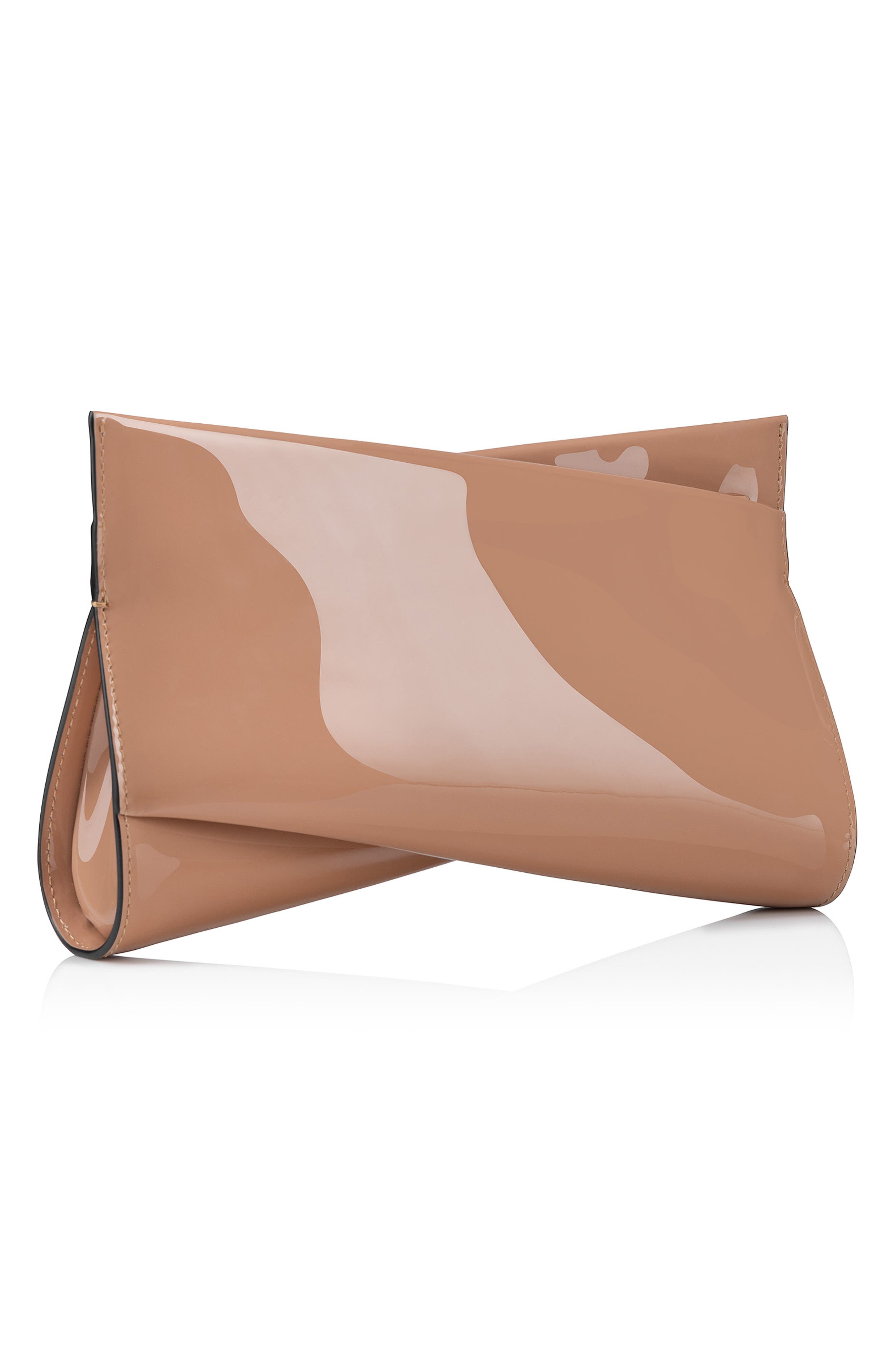 Christian Louboutin Small Loubitwist Patent Leather Clutch, Alternate, color, Blush