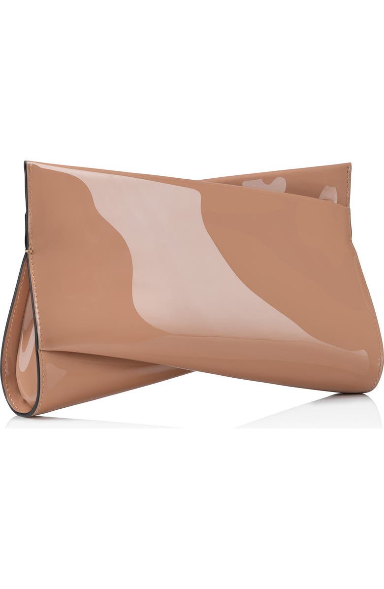 Christian Louboutin Small Loubitwist Patent Leather Clutch, Alternate, color, Blush