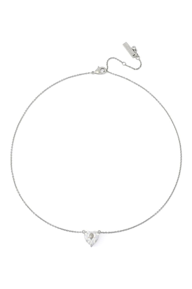 Heart Pendant Necklace, Alternate, color, RHODIUM/ CRYSTAL