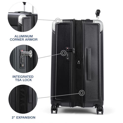 Travelpro Platinum Elite Hardside Expandable Checked- Medium 25-inch Spinner In Shadow Black