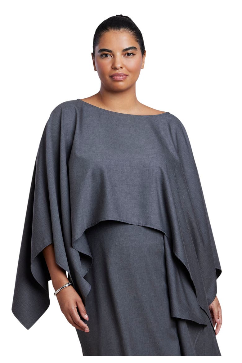 Draped Cape Top, Main, color, DARK HEATHER GREY