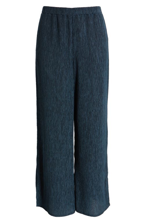 Eileen Fisher Slit Hem Plissé Ankle Pants In Blue