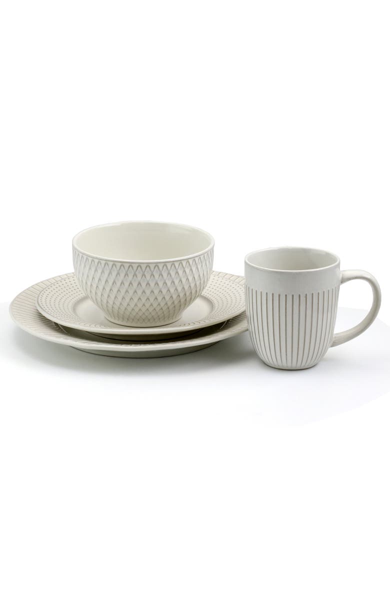 Elama Market Finds 16 Piece Round Stoneware Dinnerware Set, Alternate, color, White