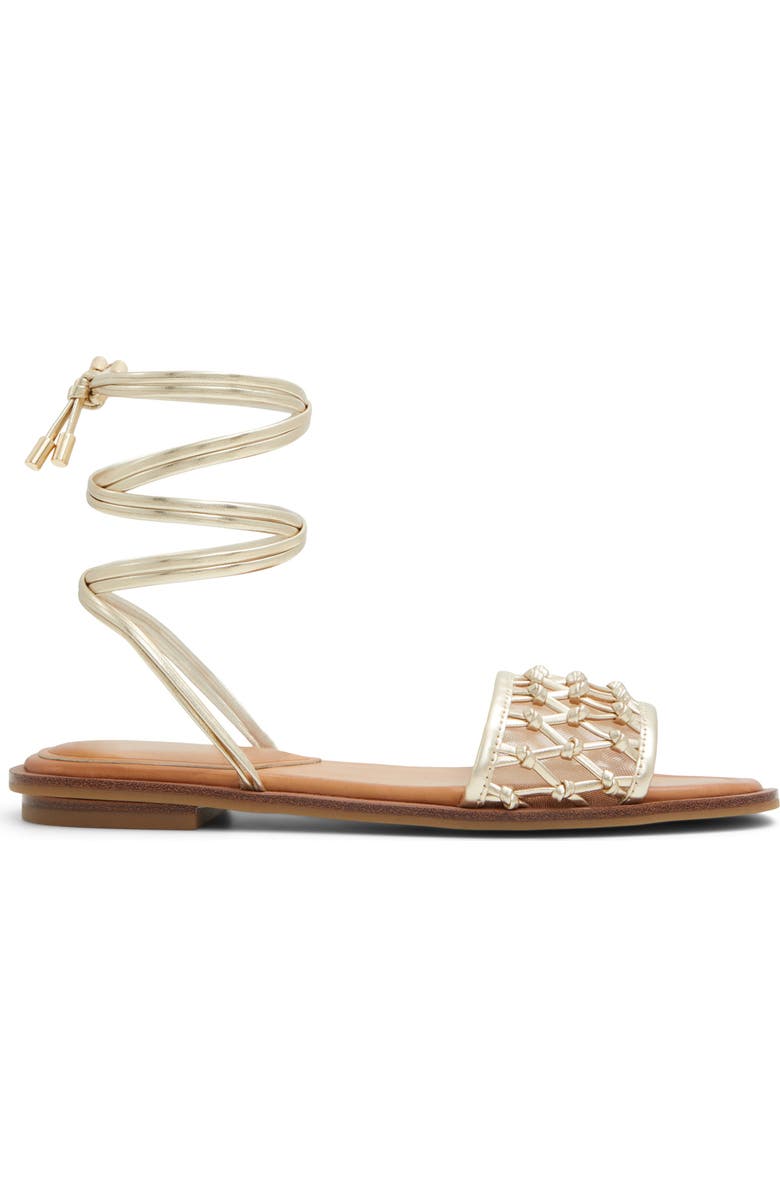 ALDO Seazen Ankle Wrap Sandal, Alternate, color, Gold