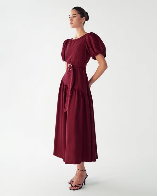 Willa Elona Midi Dress In Burgundy