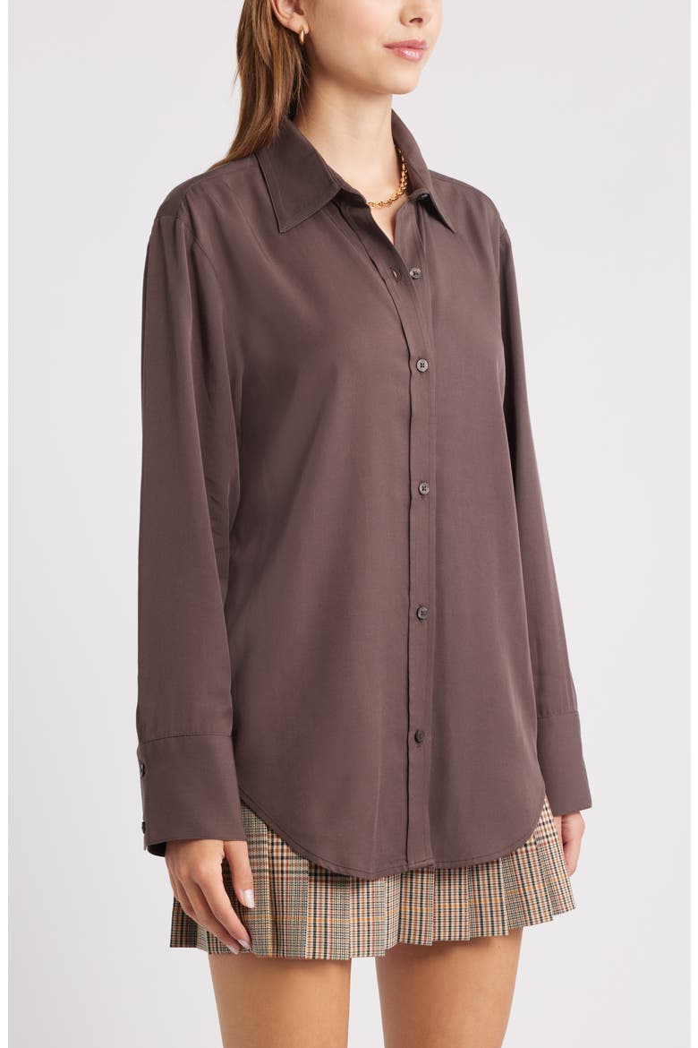Relaxed Fit Long Sleeve Button-Up Shirt, Alternate, color, BROWN SEAL