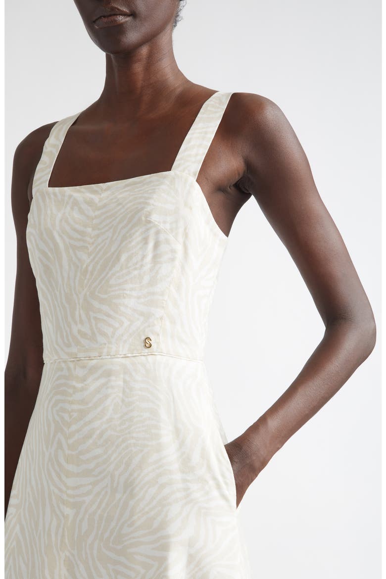 Josephine Zebra Print Lyocell & Linen Sundress, Alternate, color, LINEN/ BRIGHT WHITE