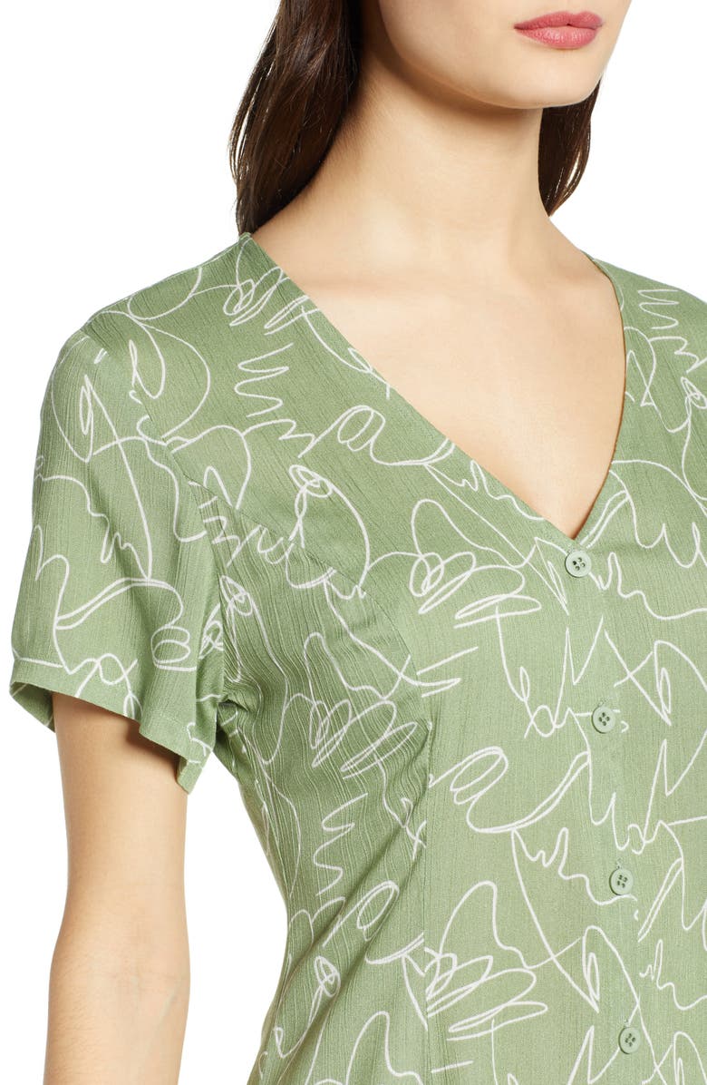 All in Favor Button Up Tie Back Minidress, Alternate, color, 