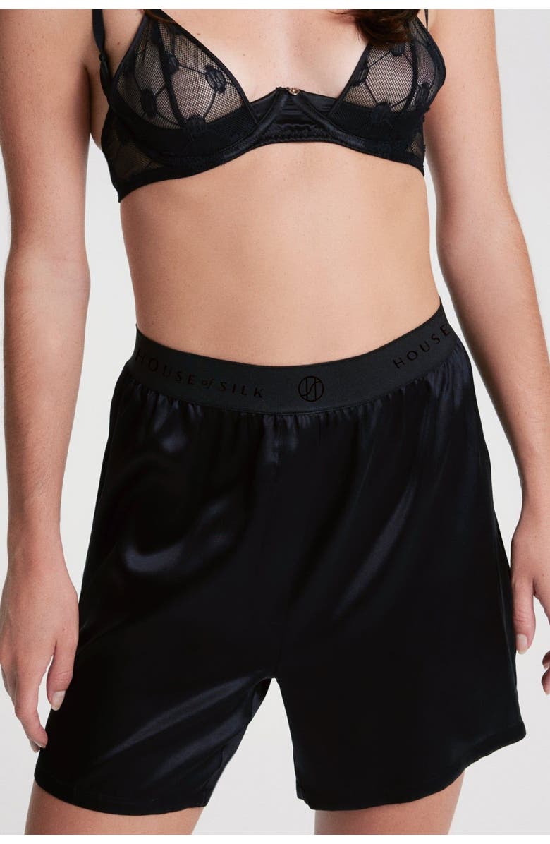 House Of Silk Unisex Silk Boxer, Alternate, color, Black