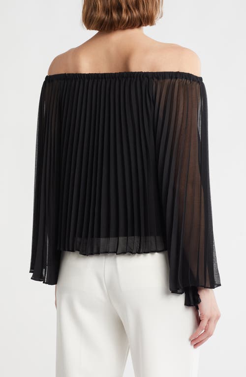 Alice And Olivia Alice + Olivia Aundrea Pleated Off The Shoulder Top In Black