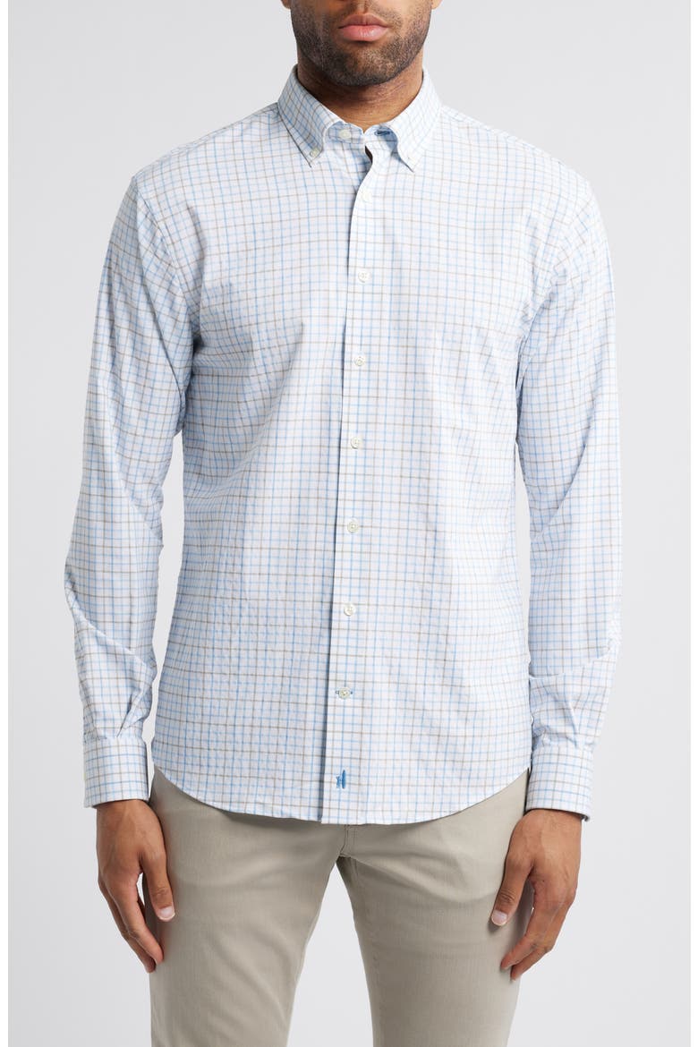 Paddock Plaid Button-Down Shirt, Main, color, MALIBLU