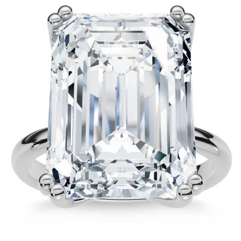 Certified 10Ct Emerald Cut Diamond Solitaire Engagement Ring 14k Gold Lab Grown