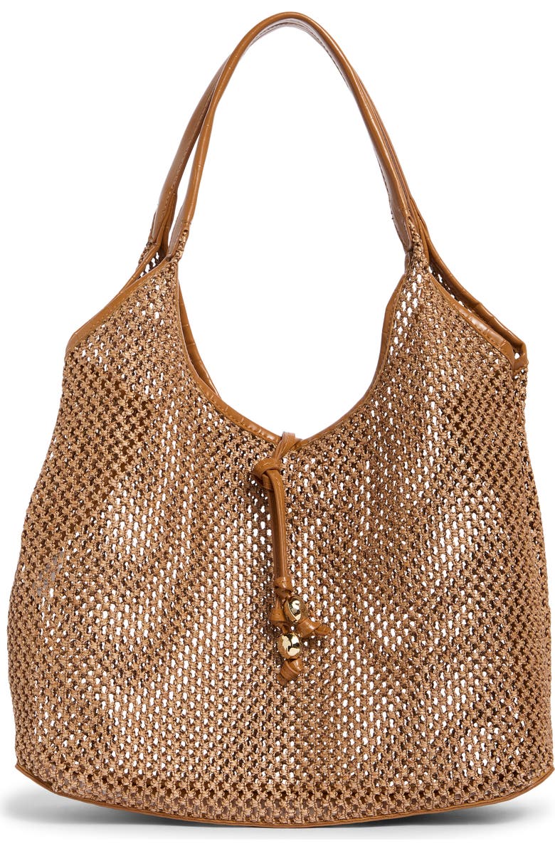 Steve Madden Sabrina Woven Tote with Shoulder Bag, Main, color, Ochre Straw