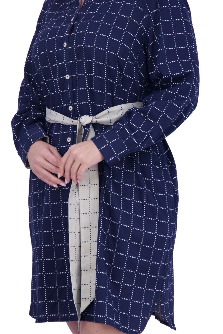Rocca Dot Print Long Sleeve Cotton Shirtdress, Alternate, color, NAVY
