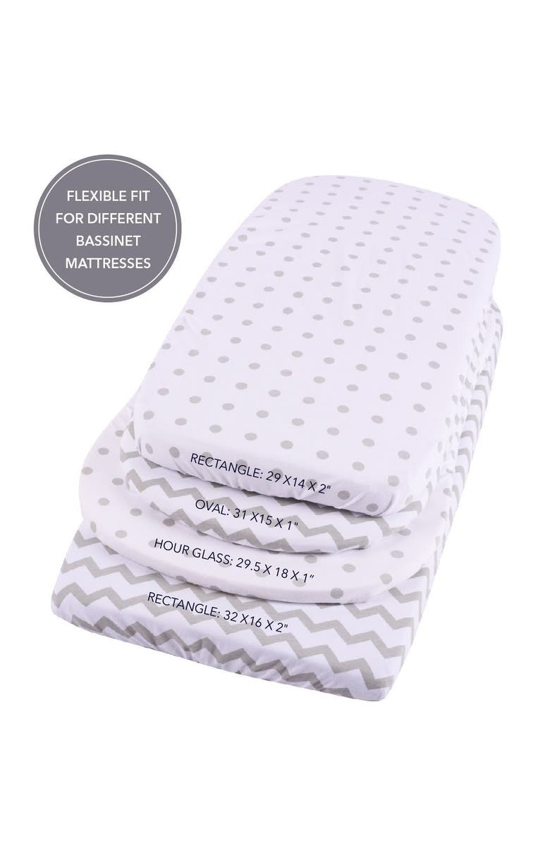 Ely's & Co. Baby Fitted Waterproof Bassinet Sheet 2 Pack, Alternate, color, Grey Chevron & Polka Dot