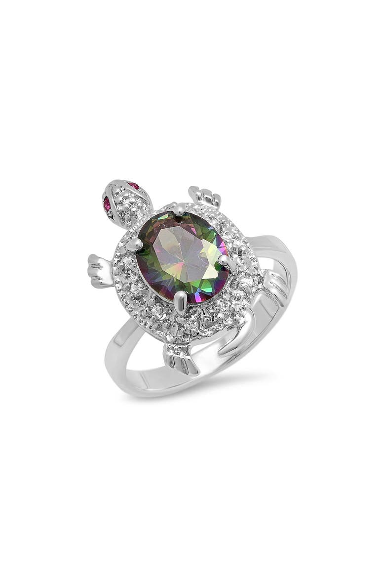 18k White Gold Plated Turtle Ring, Main, color, SILVER