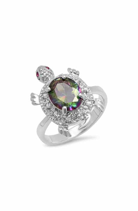 18k White Gold Plated Turtle Ring