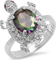 STEELTIME 18k White Gold Plated Turtle Ring