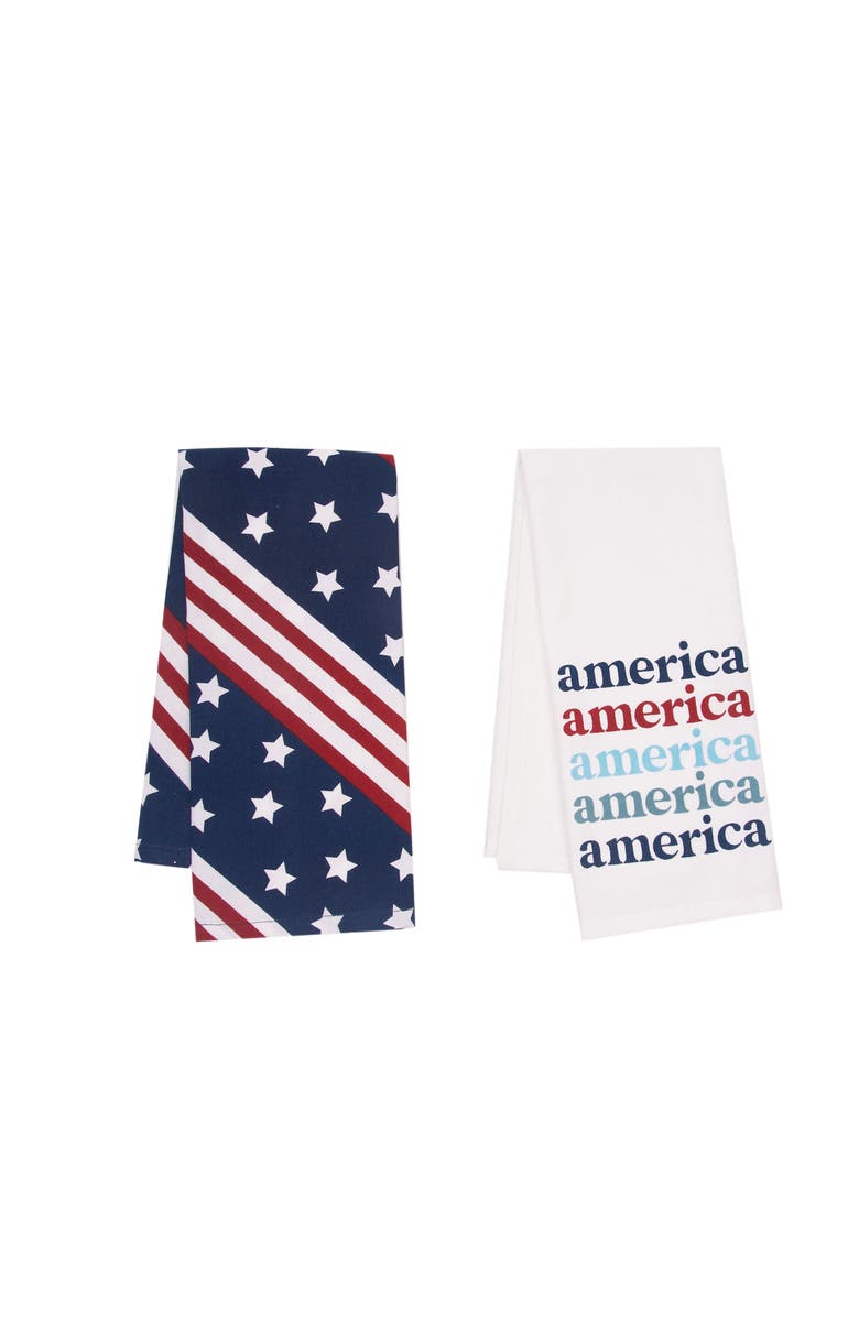 C&F Home America Star Patriotic 100% Cotton Set of 2 Handtowels, Main, color, Blue