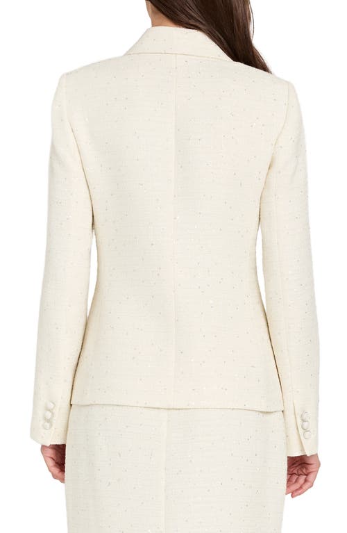 Tahari Asl Crystal Double Breasted Bouclé Blazer In White