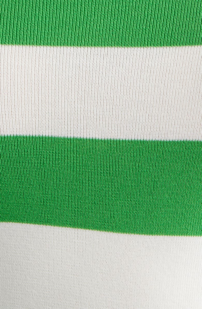 Milly Gia Stripe Tie Side Crop Cotton Blend Top, Alternate, color, Green/ White