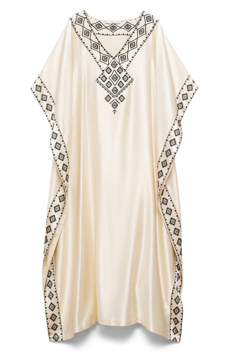MANGO Embroidered Satin Caftan, Main, color, 