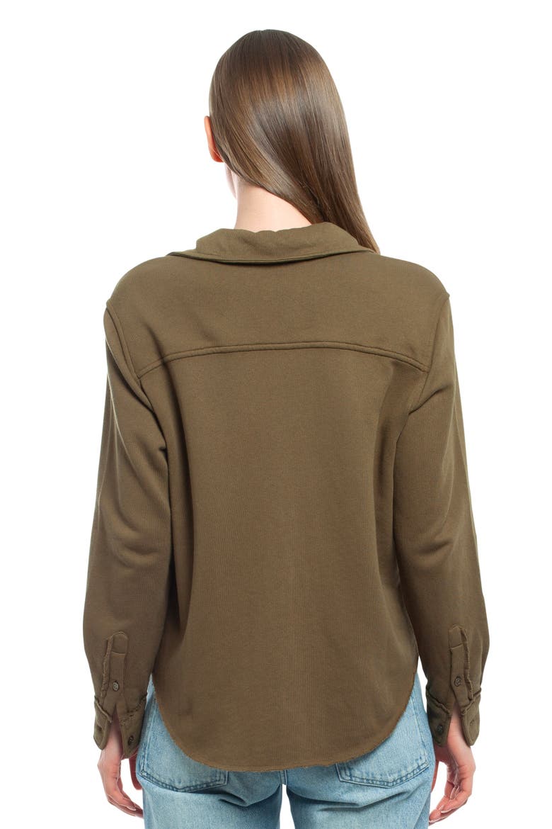 Button Front Sweatshirt, Alternate, color, Dark Fig