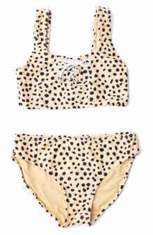 Shade Critters Kids' Leopard Lace-Up Two-Piece Swimsuit