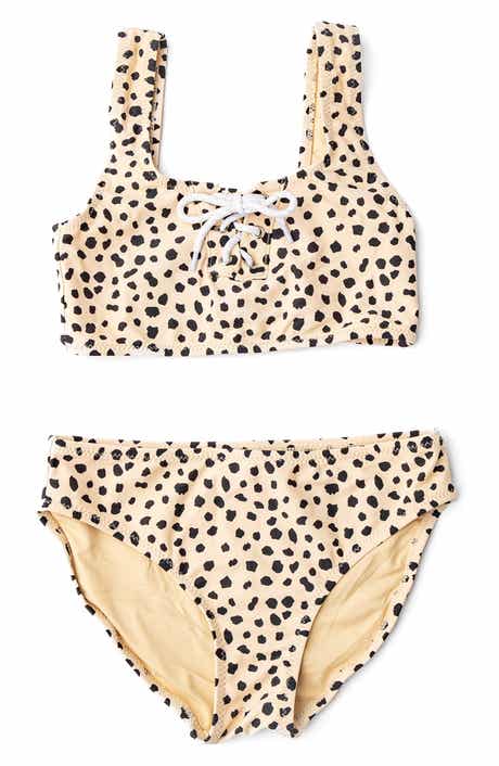 Shade Critters Kids' Leopard Lace-Up Two-Piece Swimsuit