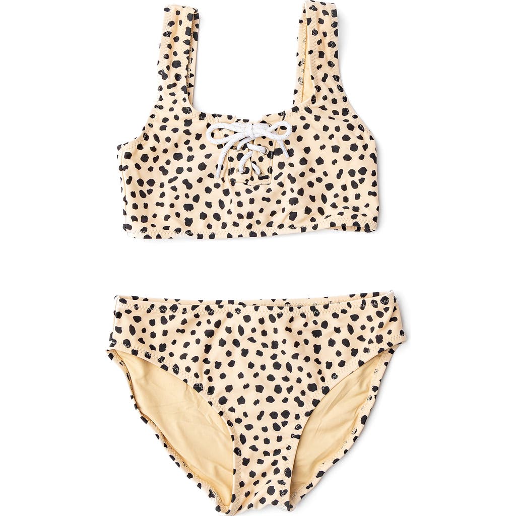 Shade Critters Kids' Leopard Lace-up Two-piece Swimsuit In Honey Brown