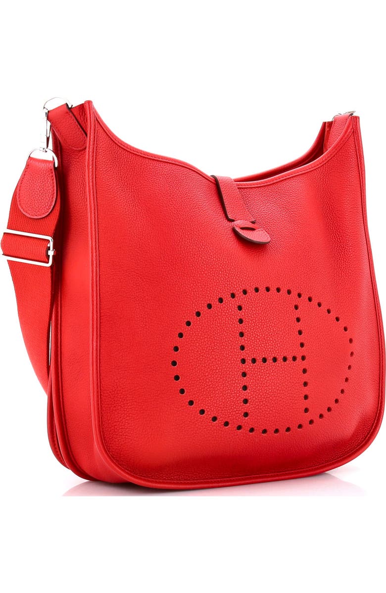 Pre-Owned Hermes Evelyne Bag Gen III Clemence GM, Alternate, color, Rouge Casaque