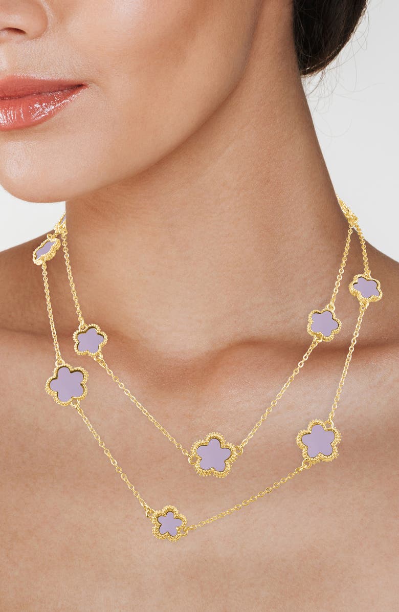 JARDIN Clover Station Chain Necklace, Alternate, color, Lavender/ Gold