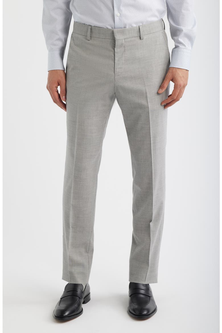 Genius Slim Fit Flat Front Wool Blend Dress Pants, Main, color, OPEN GREY