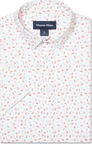 Mizzen+Main Haylard Trim Fit Red Scattered Dash Short Sleeve Button-Up Shirt