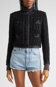 Dolce&Gabbana Sequin Bouclé Tweed Crop Jacket