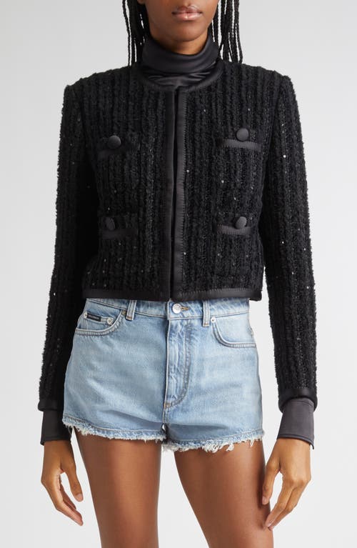 Dolce & Gabbana Sequin-embellished Tweed Jacket In Black