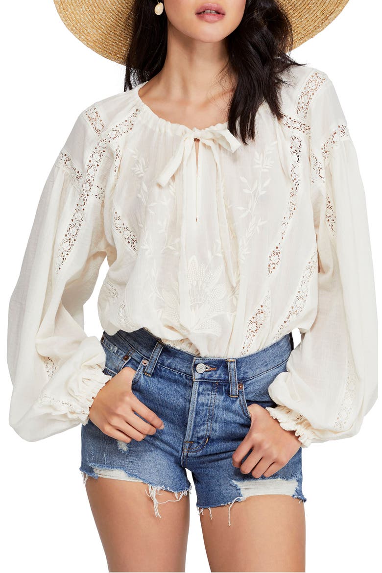Maria Maria Lace Blouse, Main, color, WHITE