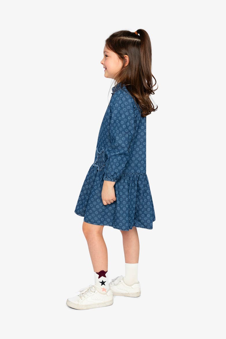 Button Front Scalloped Collar Shirt Dress, Alternate, color, Blue Smiley Print
