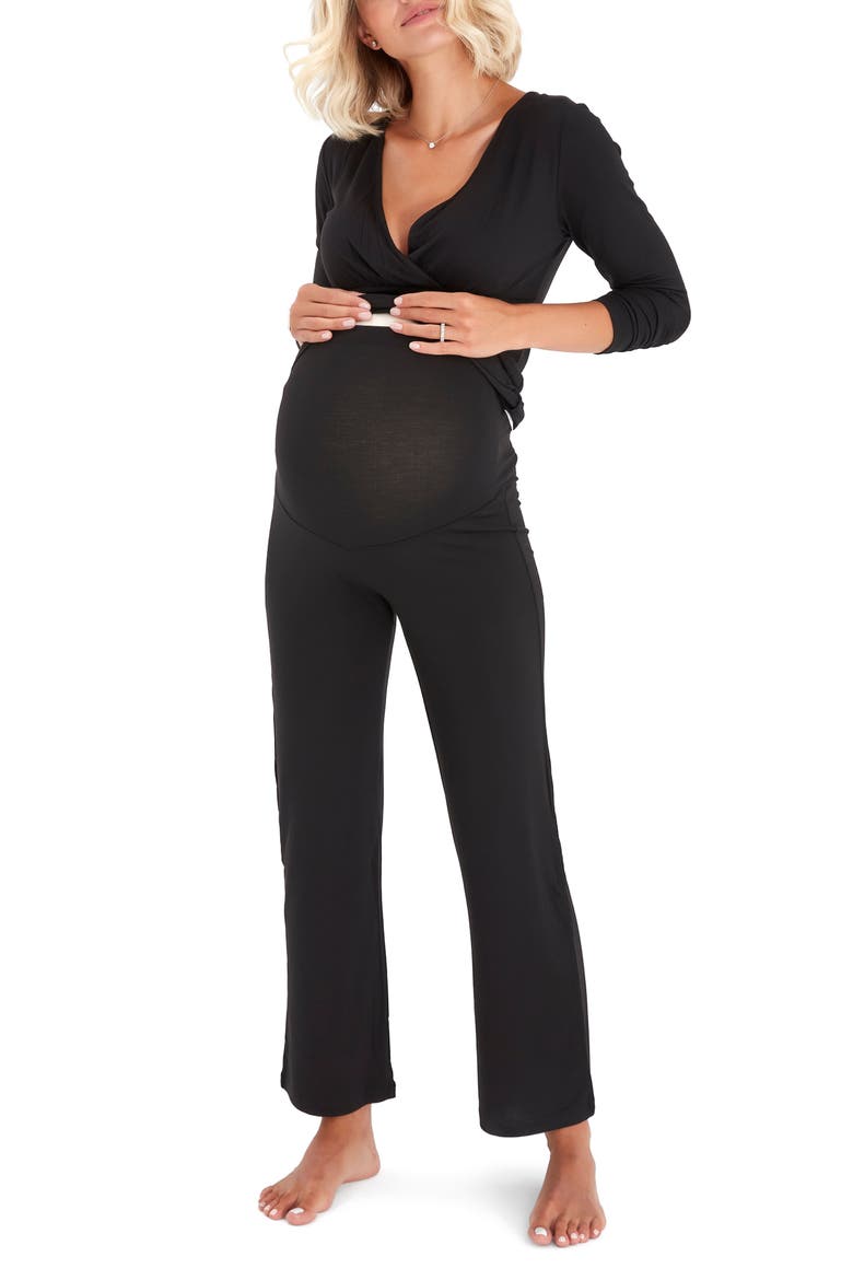 Sleep Tight Pajama Set for Pregnancy, Nursing and Ever After, Alternate, color, BLACK