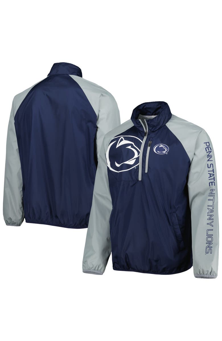 G-III SPORTS BY CARL BANKS Men's G-III Sports by Carl Banks Navy/Gray Penn State Nittany Lions Point Guard Raglan Half-Zip Jacket, Main, color, 