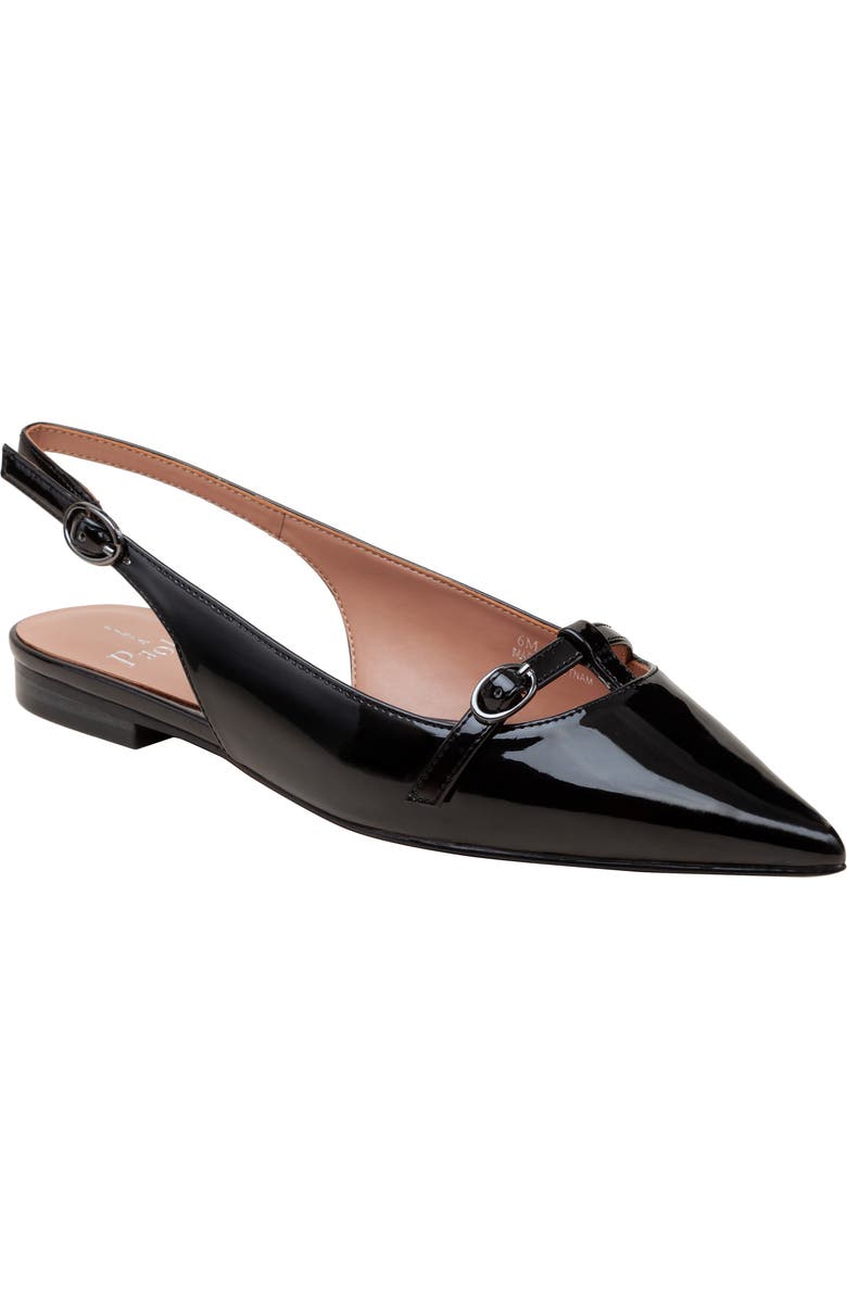 Linea Paolo Celina Pointed Toe Slingback Flat, Main, color, Black