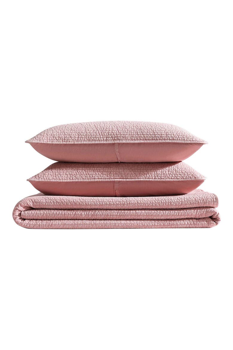 Seashore Stitch Cotton Quilt & Sham Set, Main, color, LIGHT / MEDIUM PINK
