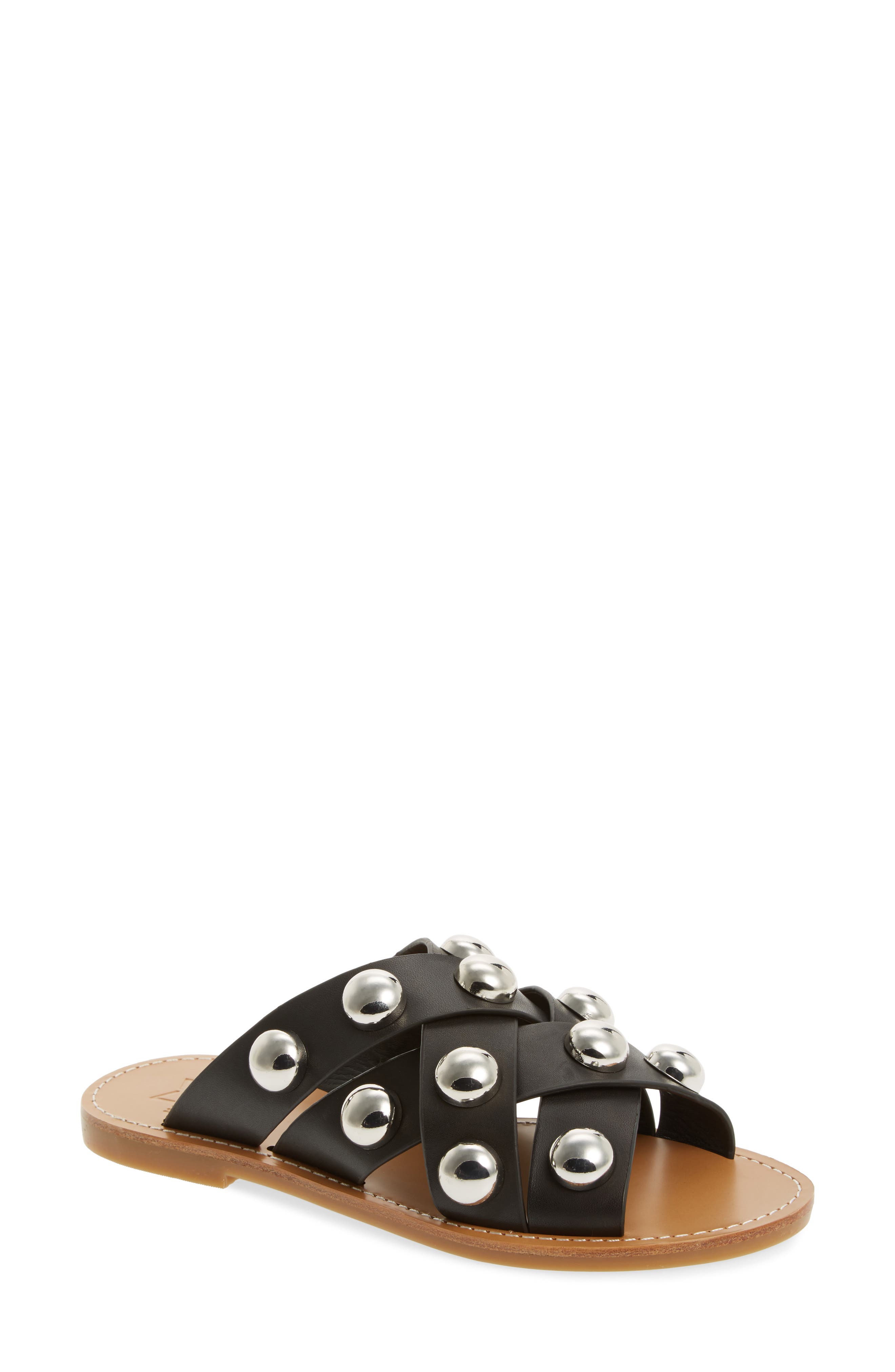 Raidan Studded Sandal, Main, color, BLACK LEATHER
