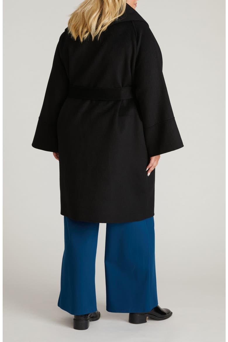 Asha Roll Collar Wool Blend Wrap Coat, Alternate, color, BLACK