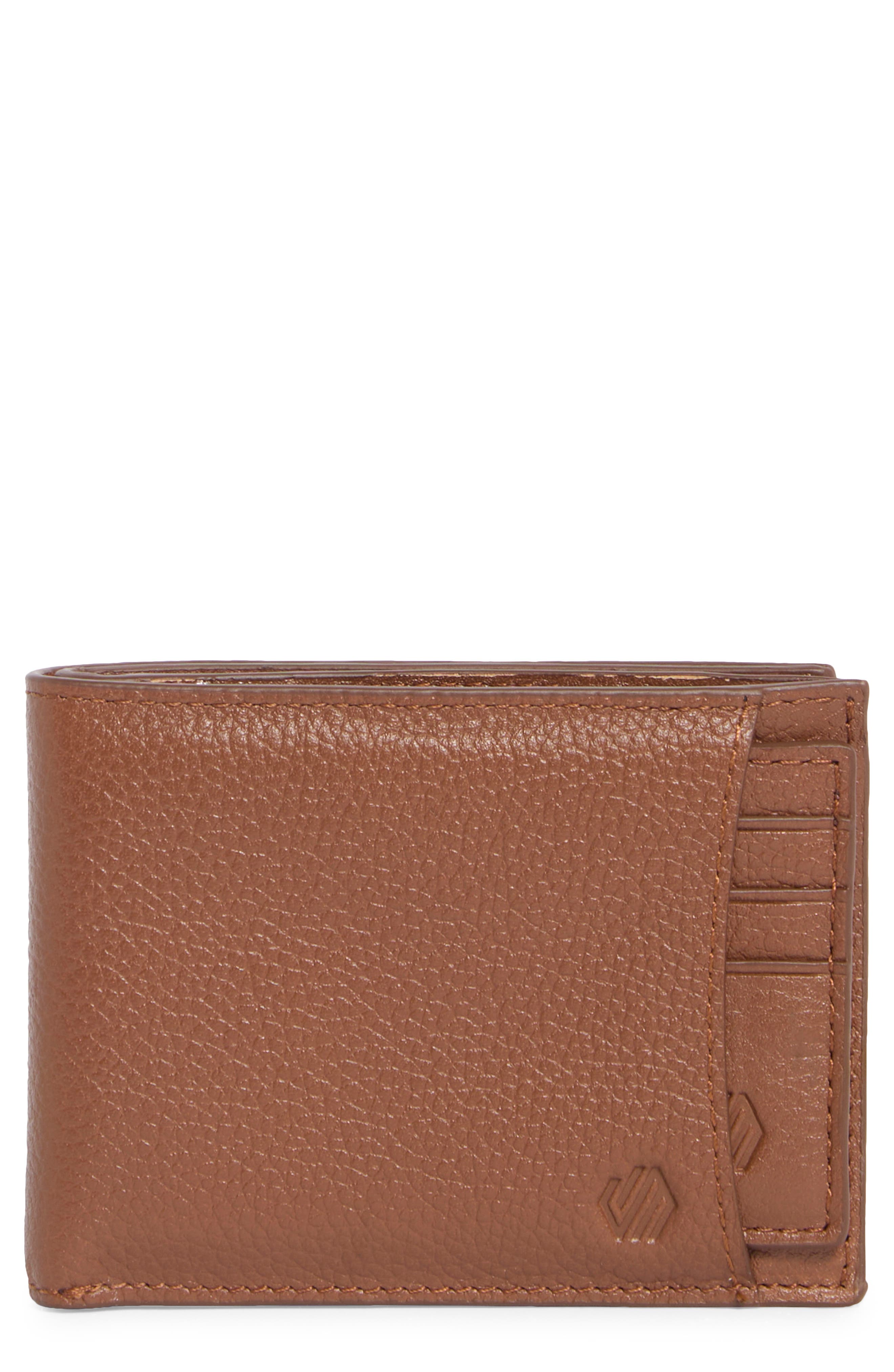 Johnston & Murphy Sliding 2-in-1 Pebbled Leather Bifold Wallet In Brown