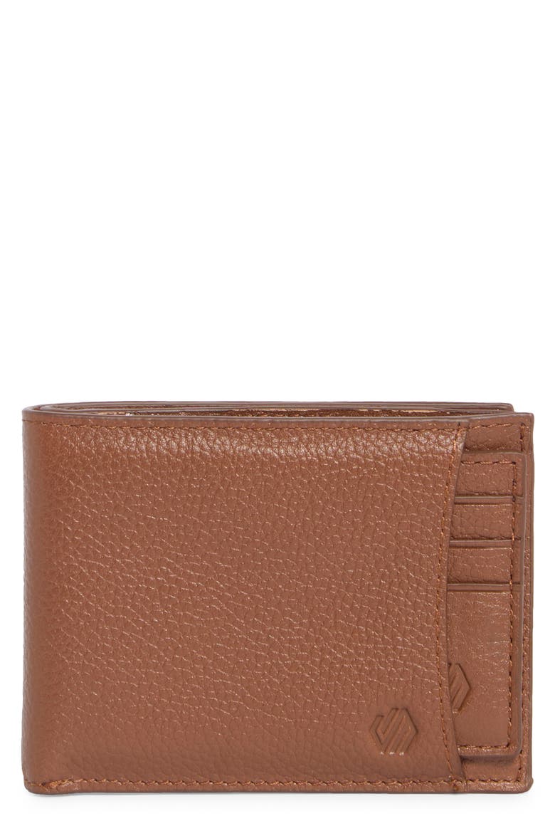 Sliding 2-in-1 Pebbled Leather Bifold Wallet, Main, color, TAN