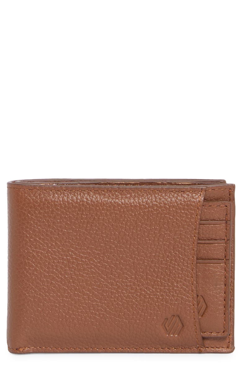 Johnston & Murphy Sliding 2-in-1 Pebbled Leather Bifold Wallet, Main, color, Tan